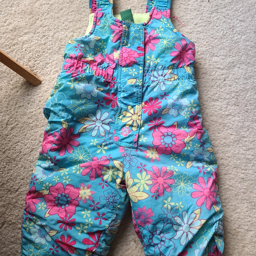 L.L. Bean Blue and Pink Floral Kids Overalls